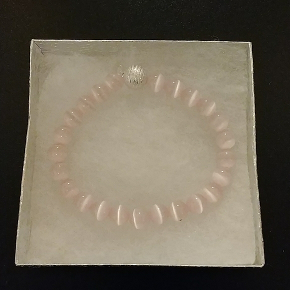 Carnation Pink Cat Eye Stone Bracelet - Picture 3 of 8